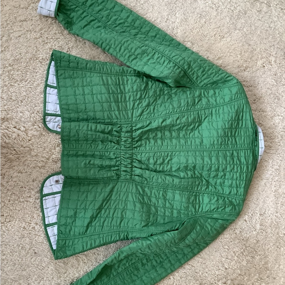 Emerald Green Women's Fitted Quilted Utility Jacket sz M Pockets Inside & Out
